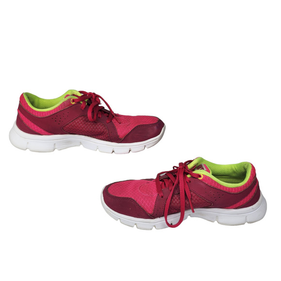 Nike Shoes Youth 5 Womens 6.5 Magenta Pink Neon Green Low Top Tennis Running - Picture 2 of 12